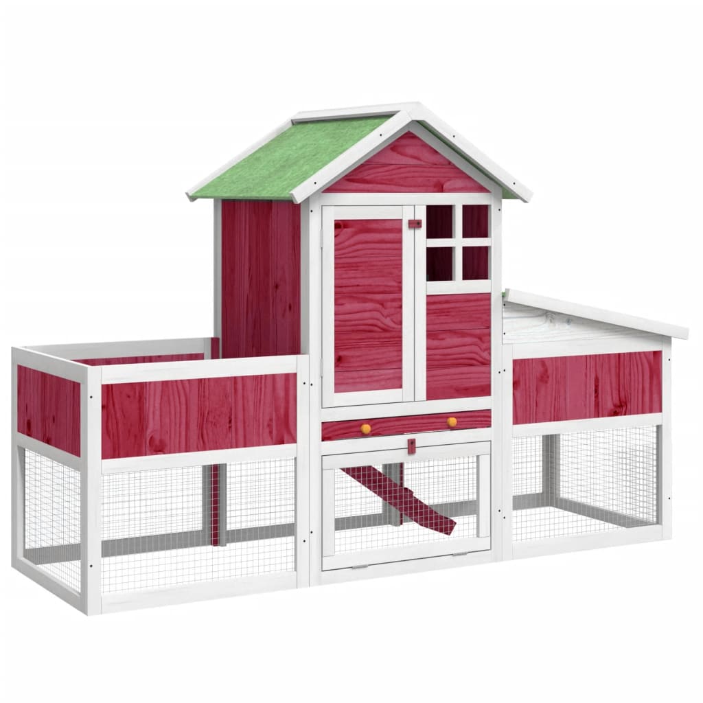 Vidaxx clapier à lapin 170x63x113 cm bois de pin massif rouge