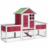 Vidaxx clapier à lapin 170x63x113 cm bois de pin massif rouge