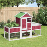Vidaxx clapier à lapin 170x63x113 cm bois de pin massif rouge