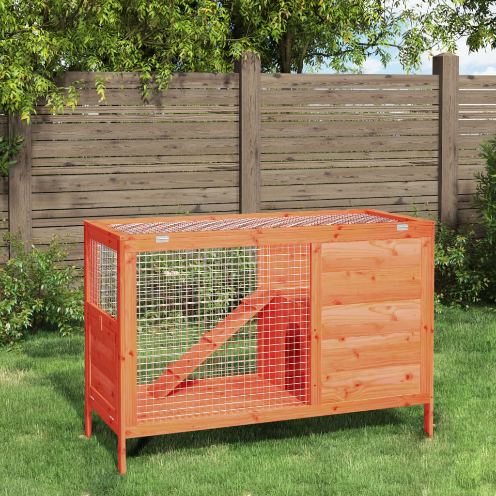 Vidaxxl clapier à lapin 103x44x69,5 cm bois de pin massif marron