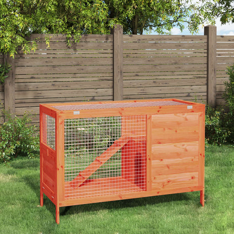 Vidaxxl clapier à lapin 103x44x69,5 cm bois de pin massif marron