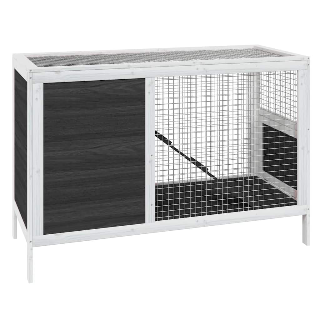 Vidaxxl clapier à lapin 103x44x69,5 cm bois de pin massif gris