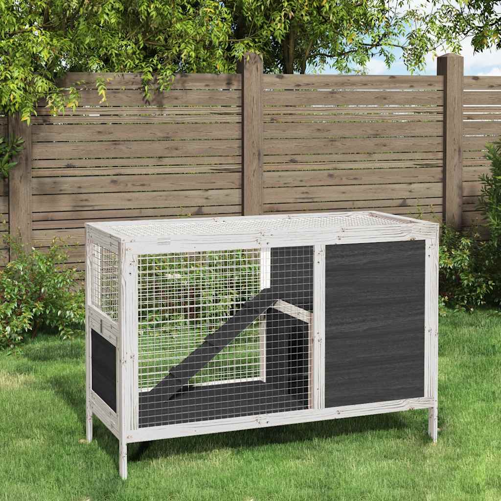 Vidaxxl clapier à lapin 103x44x69,5 cm bois de pin massif gris