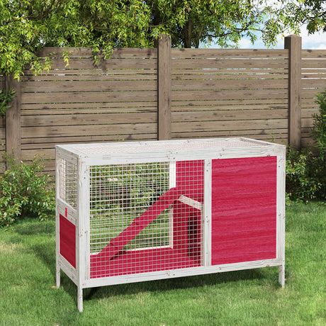 Vidaxx clapier à lapin 103x44x69,5 cm bois de pin massif rouge