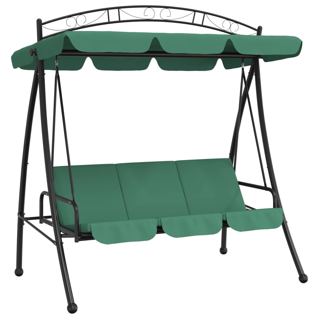 Banc de swing vidaxl avec auvent 198 cm tissu et vert acier