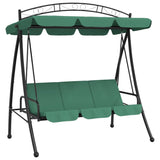 Banc de swing vidaxl avec auvent 198 cm tissu et vert acier