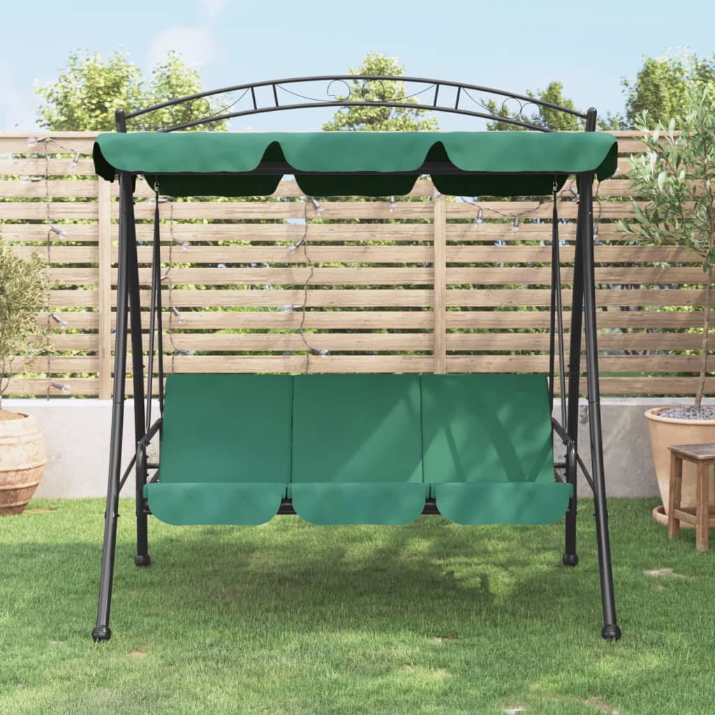 Banc de swing vidaxl avec auvent 198 cm tissu et vert acier