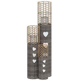 VidaXL bougeoirs 3 pcs osier gris