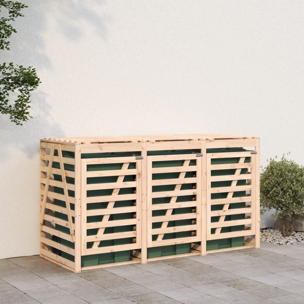 Vidaxl Container Storage Triple Solid Pine