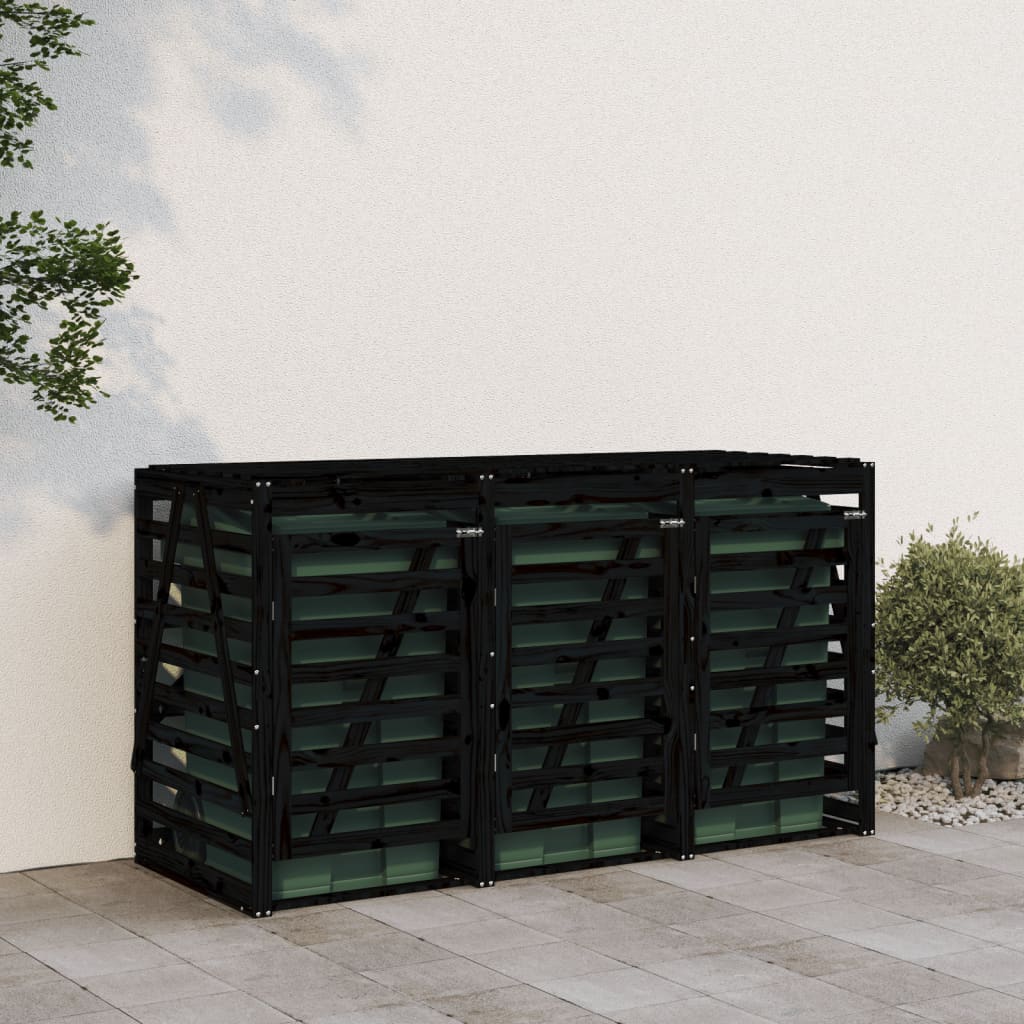 Vidaxl Container förvaring Triple Solid Pine Black