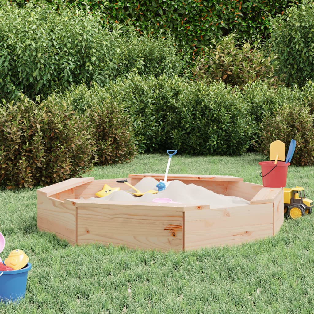 Vidaxl Sandpit con panchine pino solido ottagonale