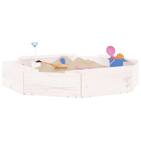 VidaXL bac à sable avec bancs octogonaux en bois de pin massif blanc