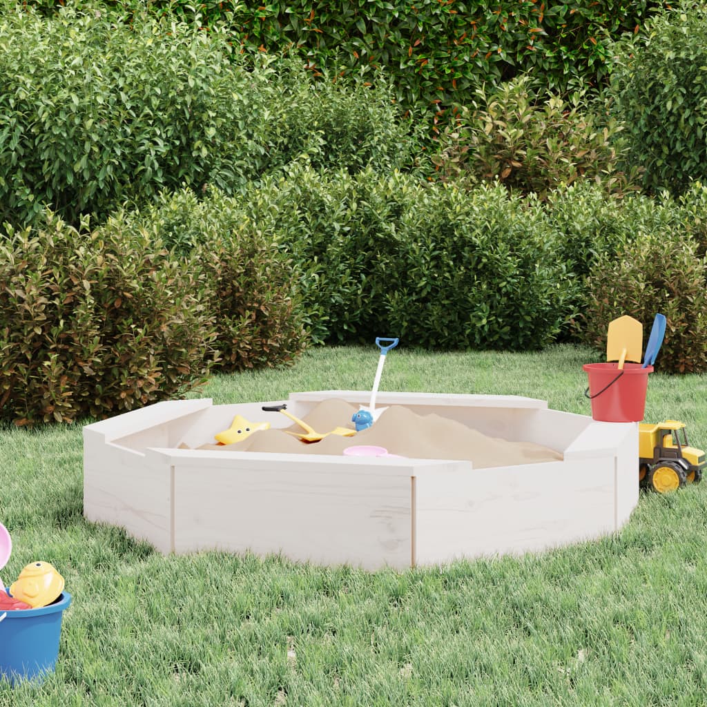 Vidaxl Sandbox con panchine Pine ottagonale Solido bianco