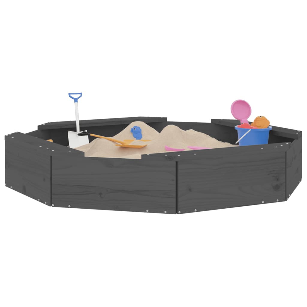 Vidaxl Sandbox con panchine grigio ottagonale in pino grigio