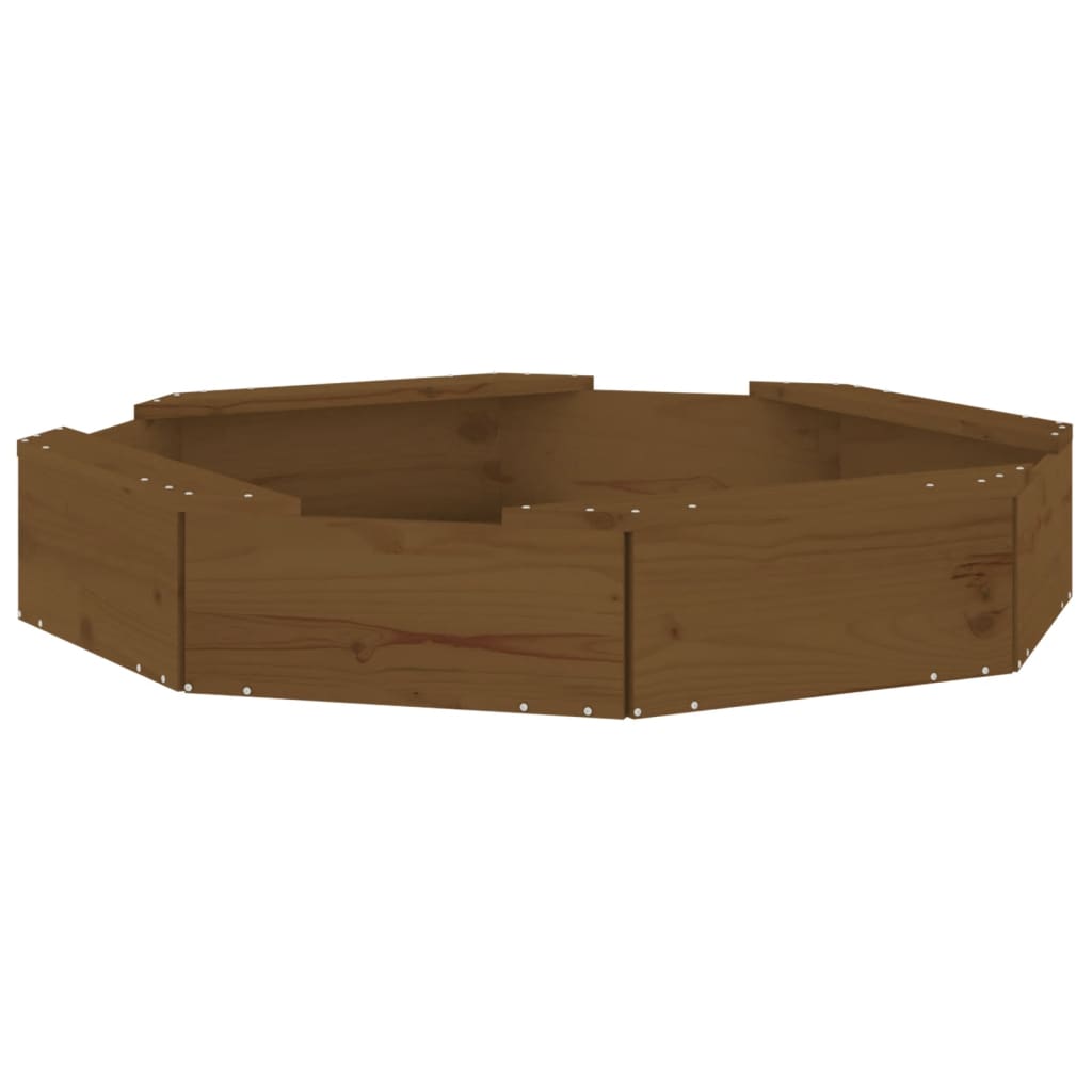 Vidaxl sandbox with benches octagonal solid pine honey brown