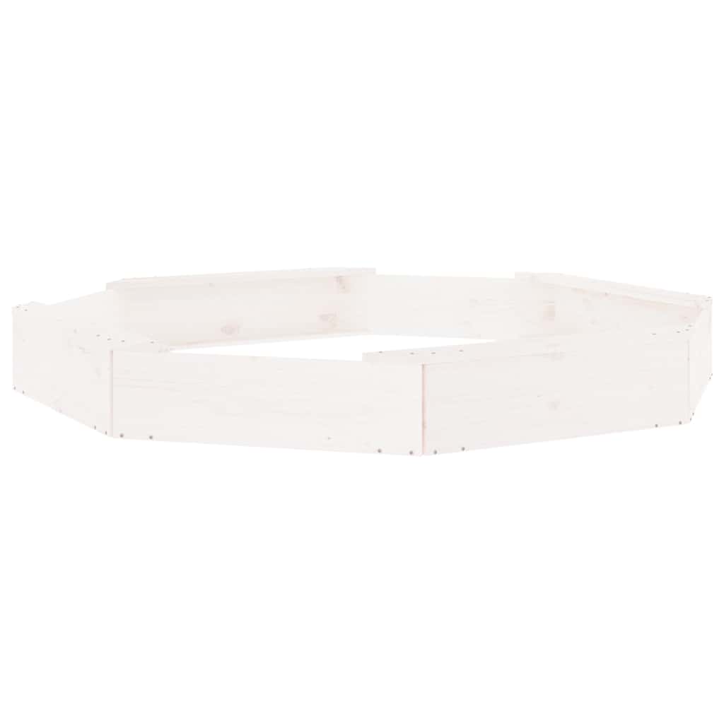 VidaXL bac à sable avec bancs octogonaux en bois de pin massif blanc