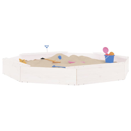 VidaXL bac à sable avec bancs octogonaux en bois de pin massif blanc