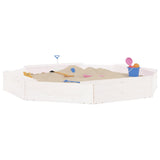 VidaXL bac à sable avec bancs octogonaux en bois de pin massif blanc