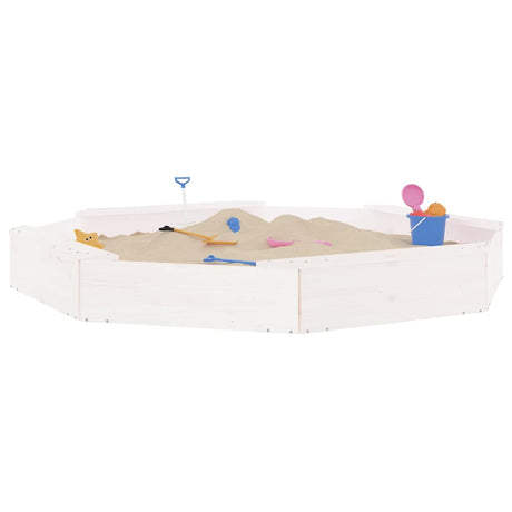 VidaXL bac à sable avec bancs octogonaux en bois de pin massif blanc