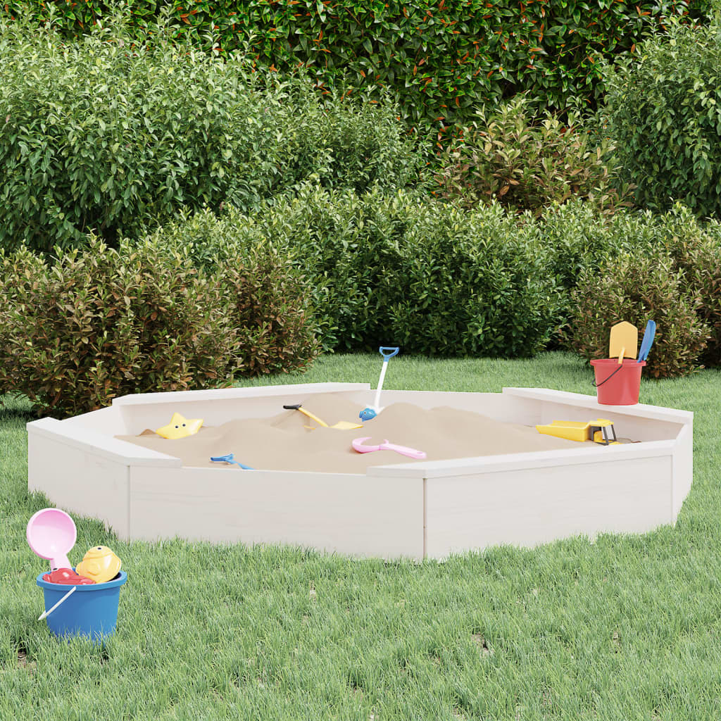 Vidaxl Sandbox con panchine Pine ottagonale Solido bianco