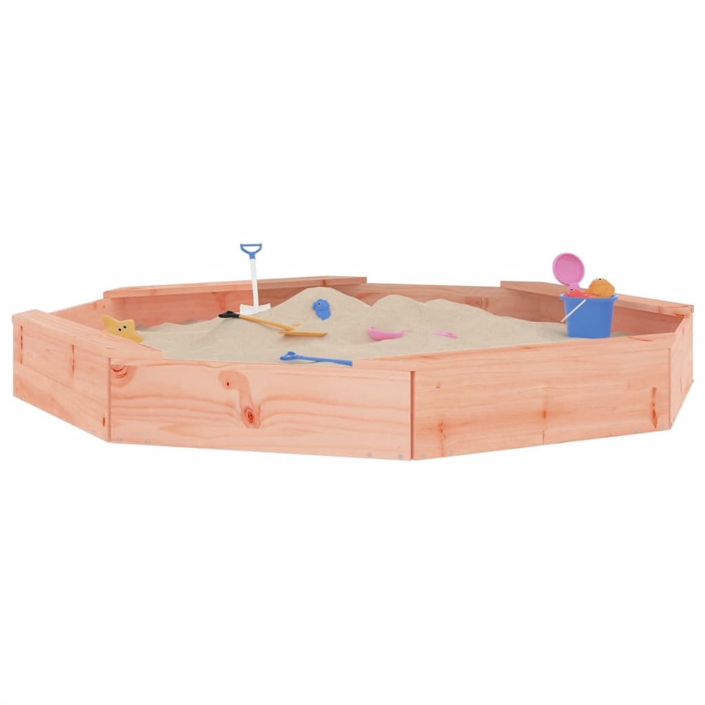 VidaXL sandpit with benches octagonal solid douglashout