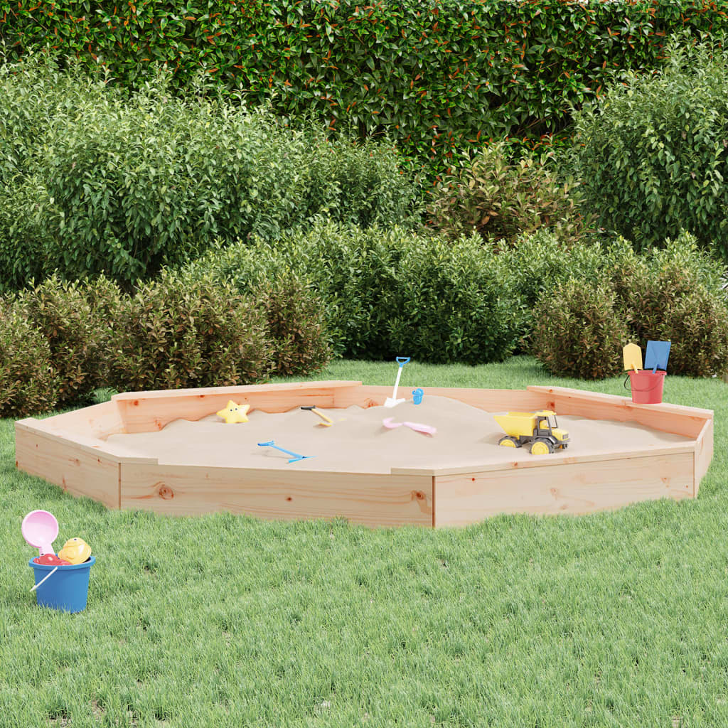 Bac à sable VidaXL avec bancs octogonaux en bois de pin massif