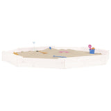 VidaXL bac à sable avec bancs octogonaux en bois de pin massif blanc
