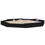 Vidaxl sandpit with benches octagonal solid pine black