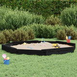 Vidaxl Sandpit con panchine Pino solido ottagonale nero