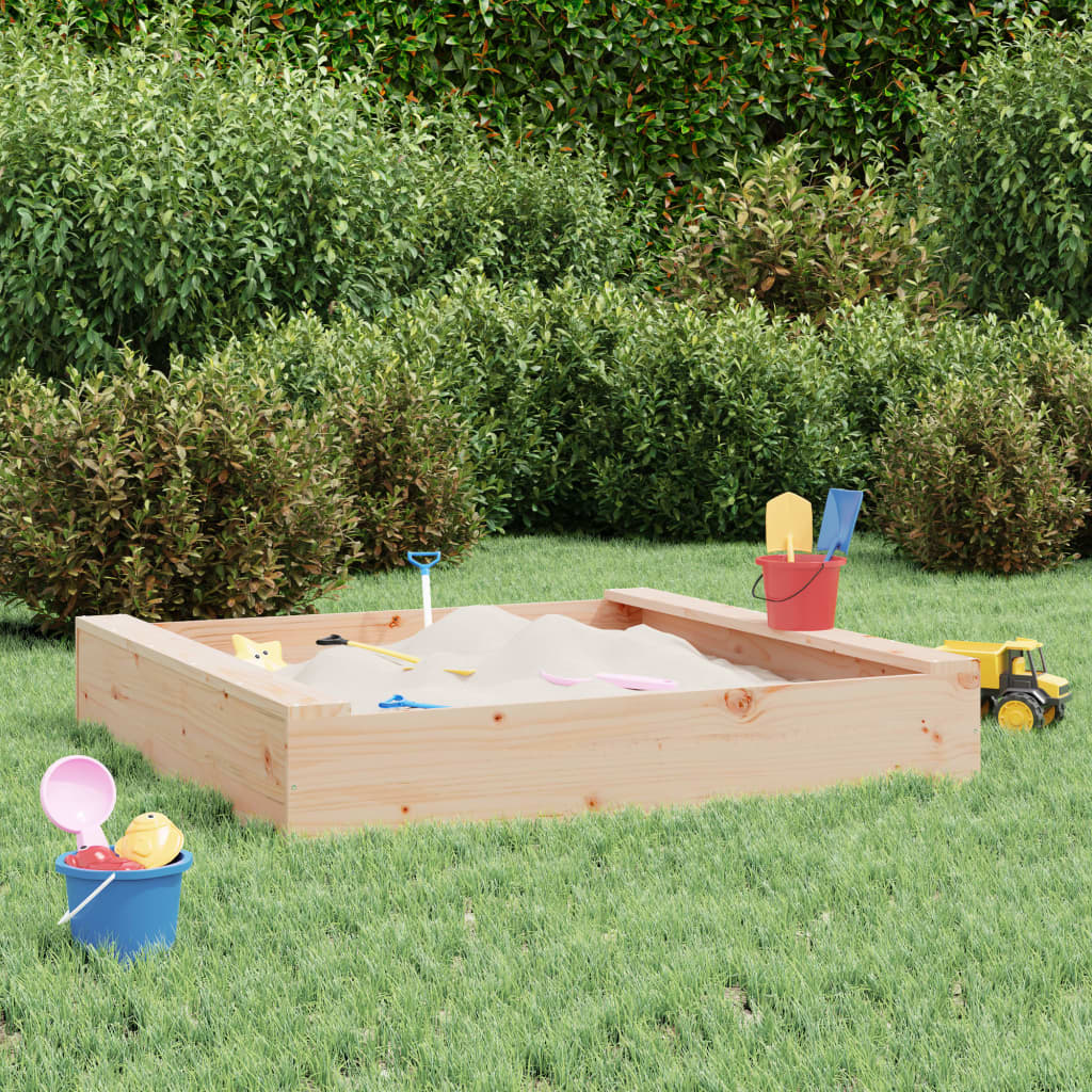 Vidaxl sandbox with benches square solid pine