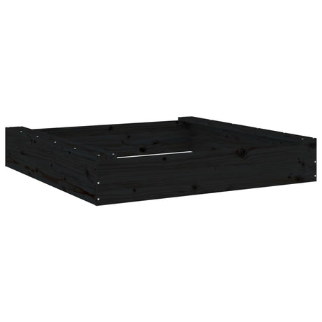 VidaXL bac à sable avec bancs carré en bois de pin massif noir