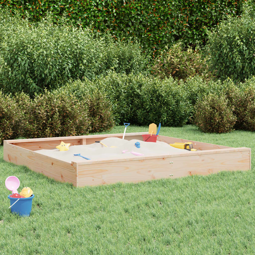 Vidaxl sandbox with benches square solid pine