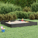 Vidaxl sandbox with benches square solid pine gray gray