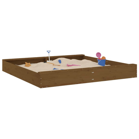 VidaXL bac à sable avec bancs carré en bois de pin massif marron miel