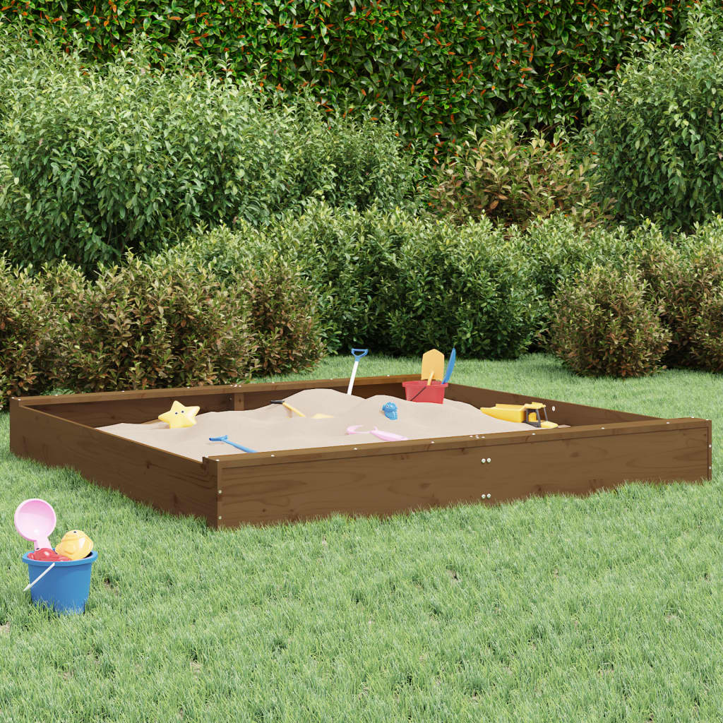 VidaXL bac à sable avec bancs carré en bois de pin massif marron miel