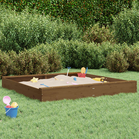 VidaXL bac à sable avec bancs carré en bois de pin massif marron miel