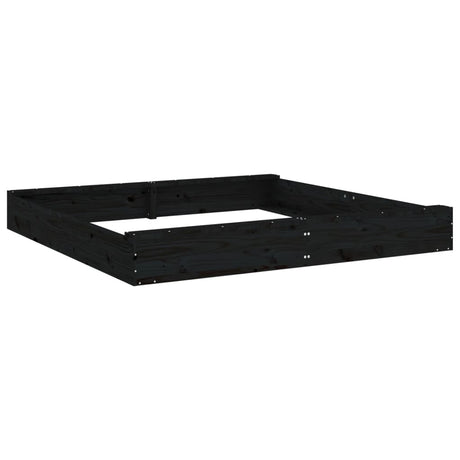 VidaXL bac à sable avec bancs carré en bois de pin massif noir
