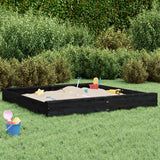 VidaXL bac à sable avec bancs carré en bois de pin massif noir