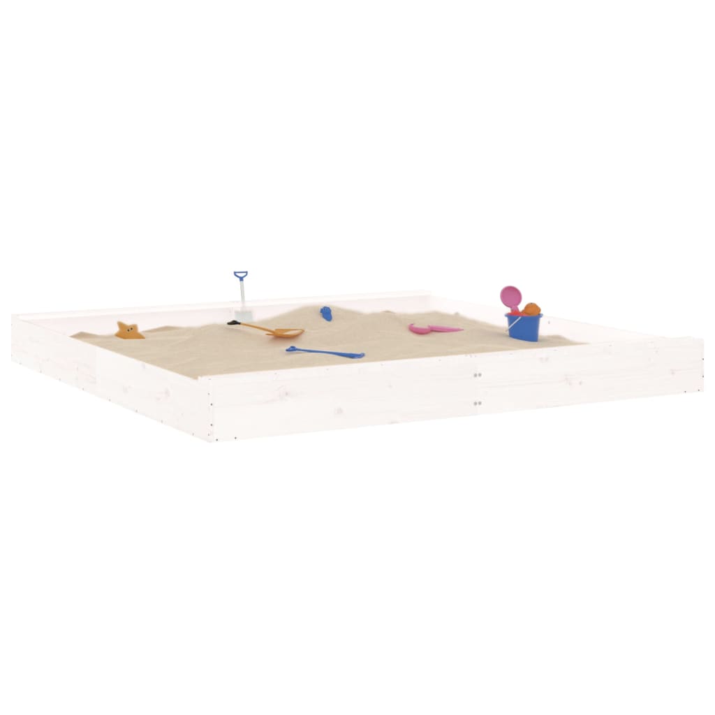 VidaXL bac à sable avec bancs carré en bois de pin massif blanc