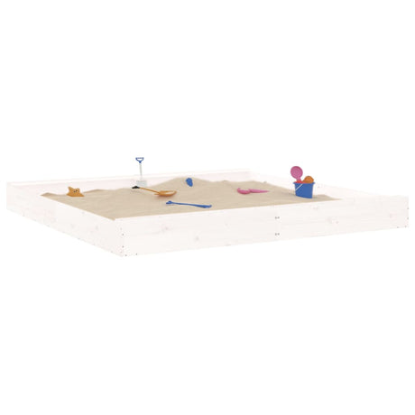 VidaXL bac à sable avec bancs carré en bois de pin massif blanc