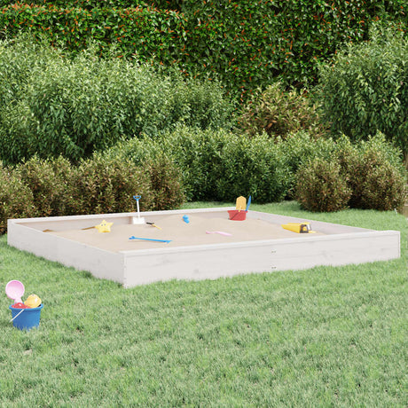 VidaXL bac à sable avec bancs carré en bois de pin massif blanc