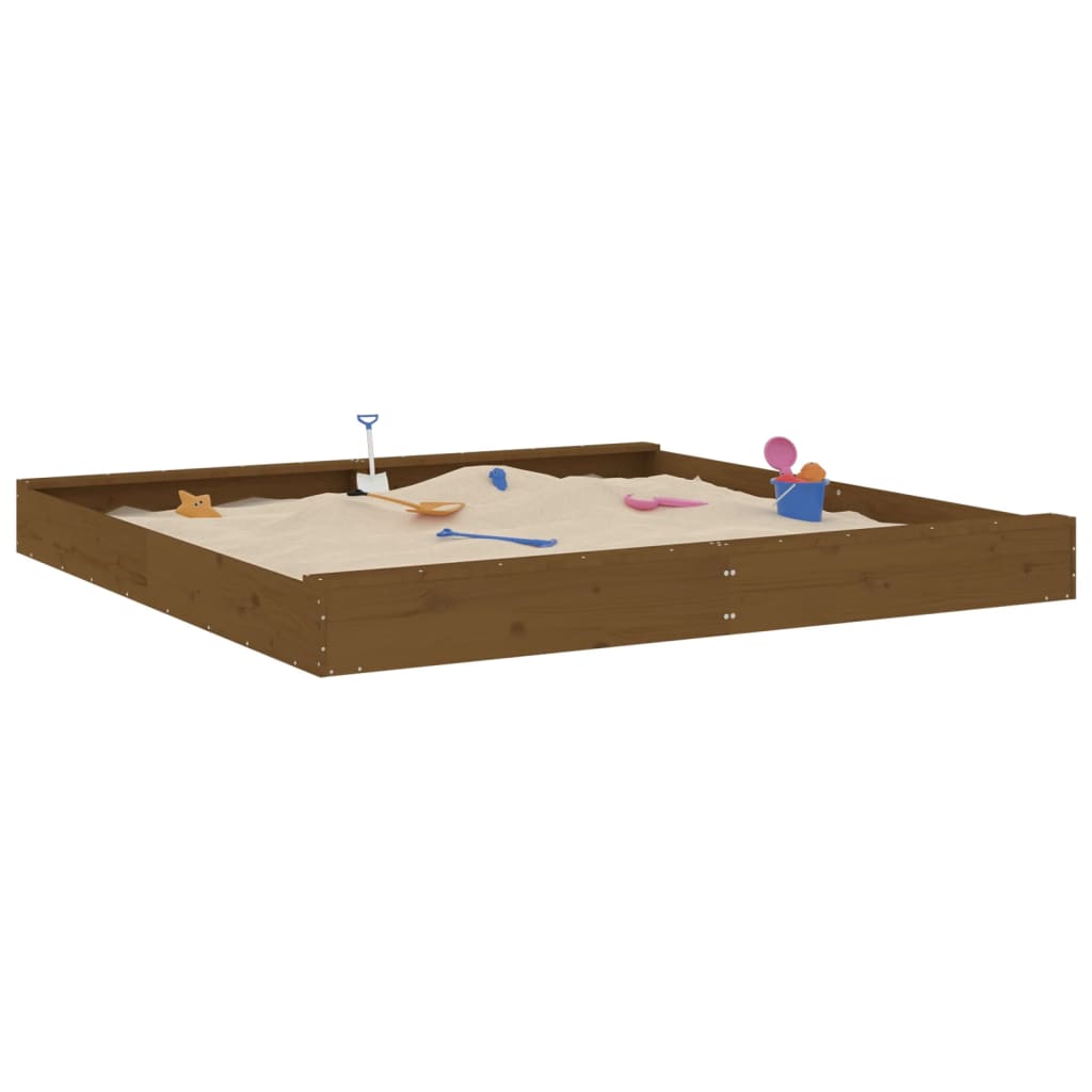 VidaXL bac à sable avec bancs carré en bois de pin massif marron miel