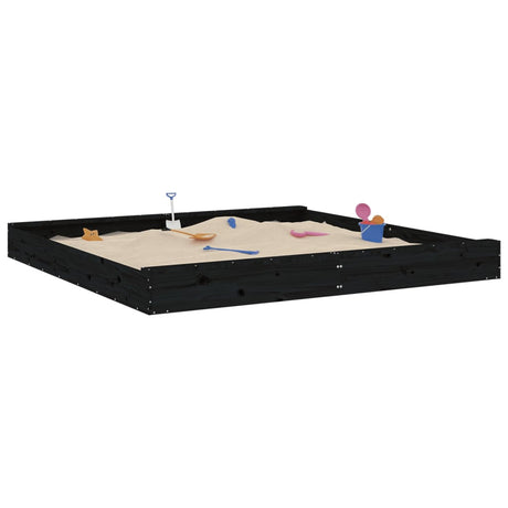 VidaXL bac à sable avec bancs carré en bois de pin massif noir