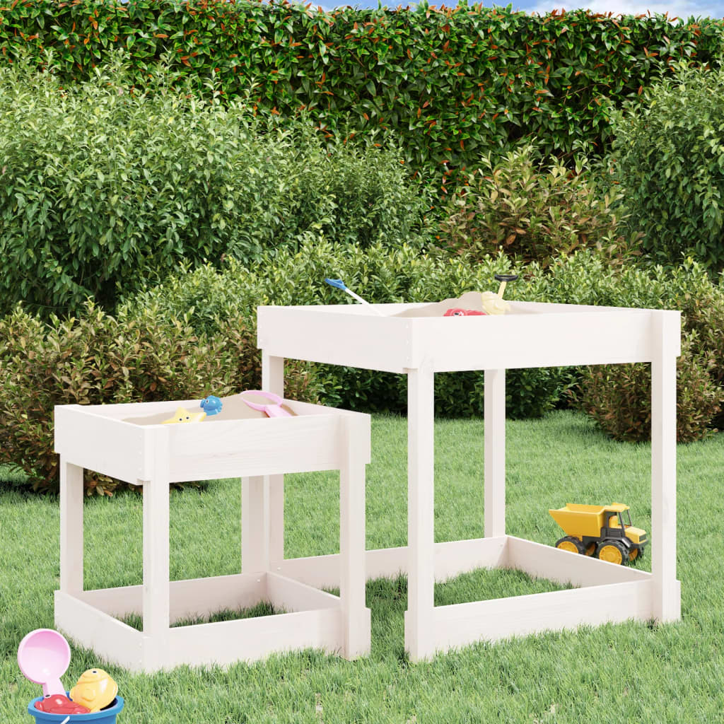 VidaXL tables de sable 2 pcs bois de pin massif blanc