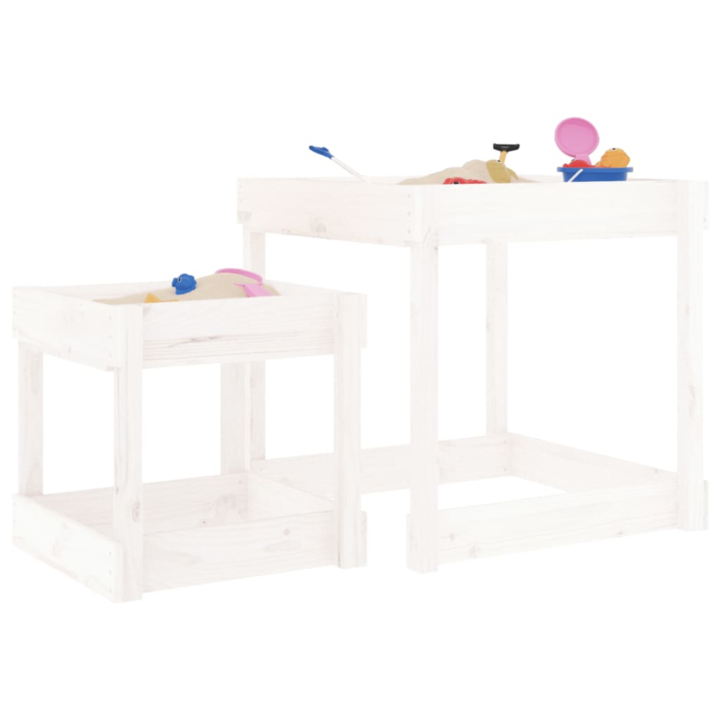 VidaXL tables de sable 2 pcs bois de pin massif blanc