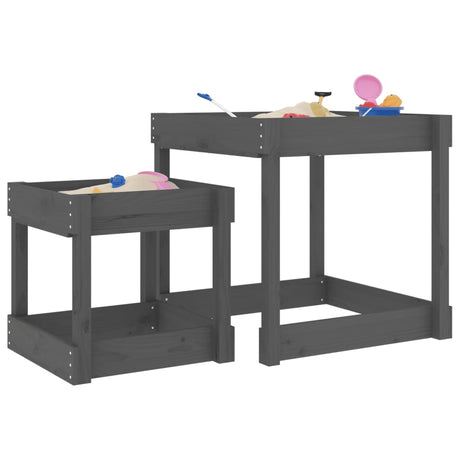 VidaXL tables de sable 2 pcs bois de pin massif gris