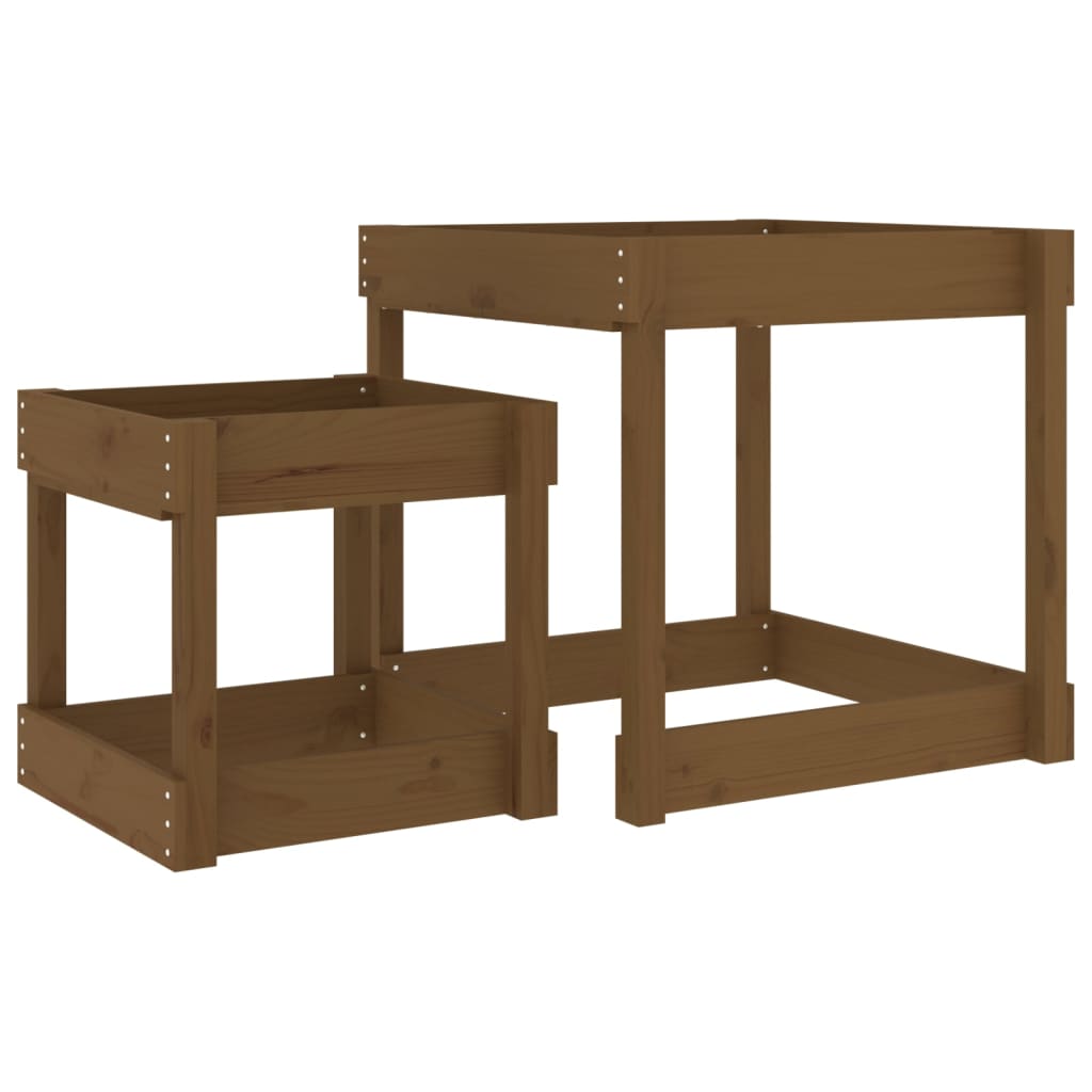 VidaXL tables de sable 2 pcs bois de pin massif marron miel