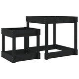 VidaXL tables de sable 2 pcs bois de pin massif noir