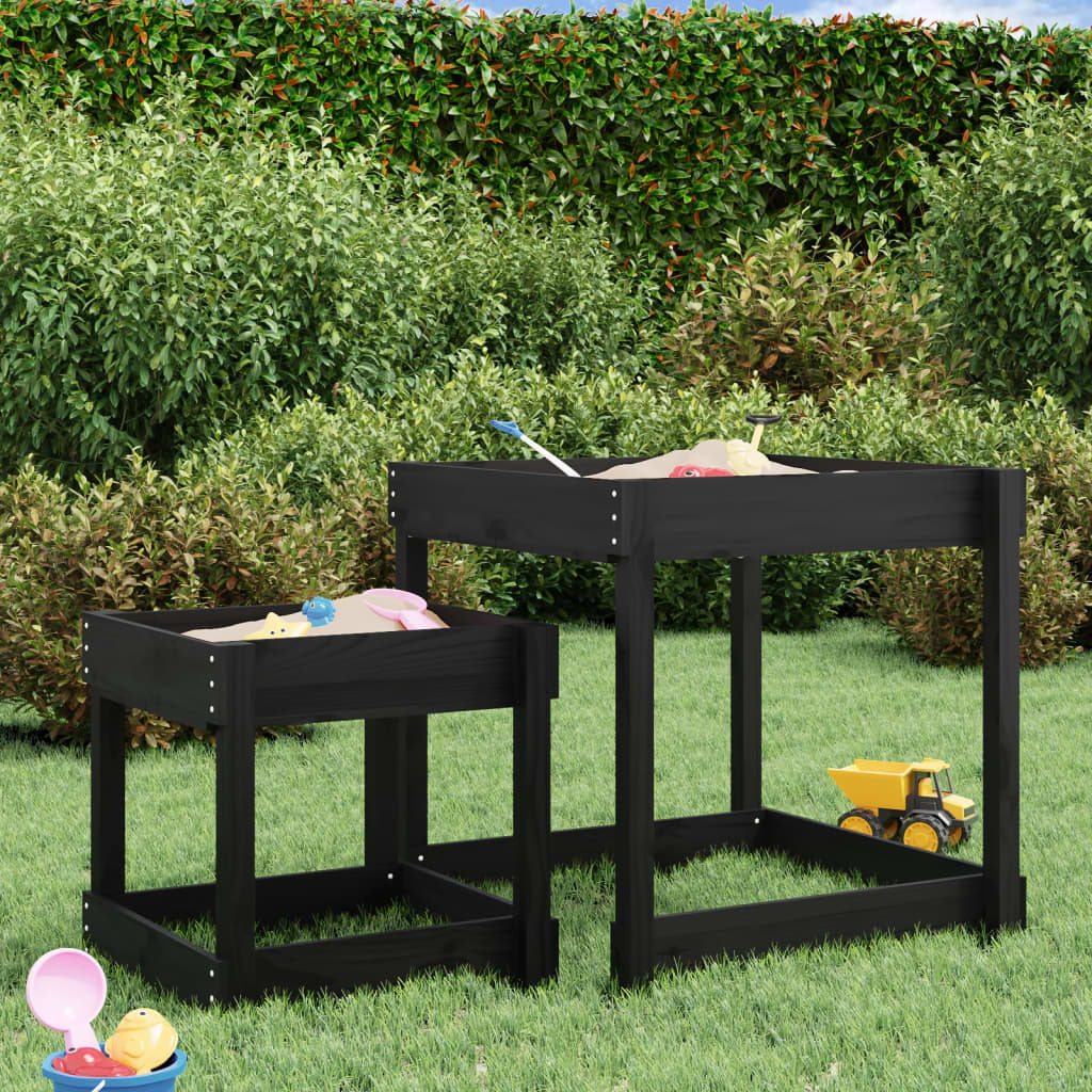 VidaXL tables de sable 2 pcs bois de pin massif noir
