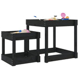 VidaXL tables de sable 2 pcs bois de pin massif noir